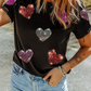 LDC Sequin Heart Patched Pattern Crewneck Valentines Tee