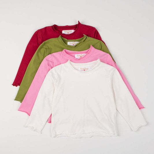 Lettuce Hem Girls Long Sleeve Solid Shirt