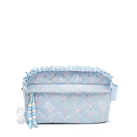 Quilted Floral Printed Pouch with Charm