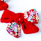 Velvet Sparkle Hair Bow - Red
