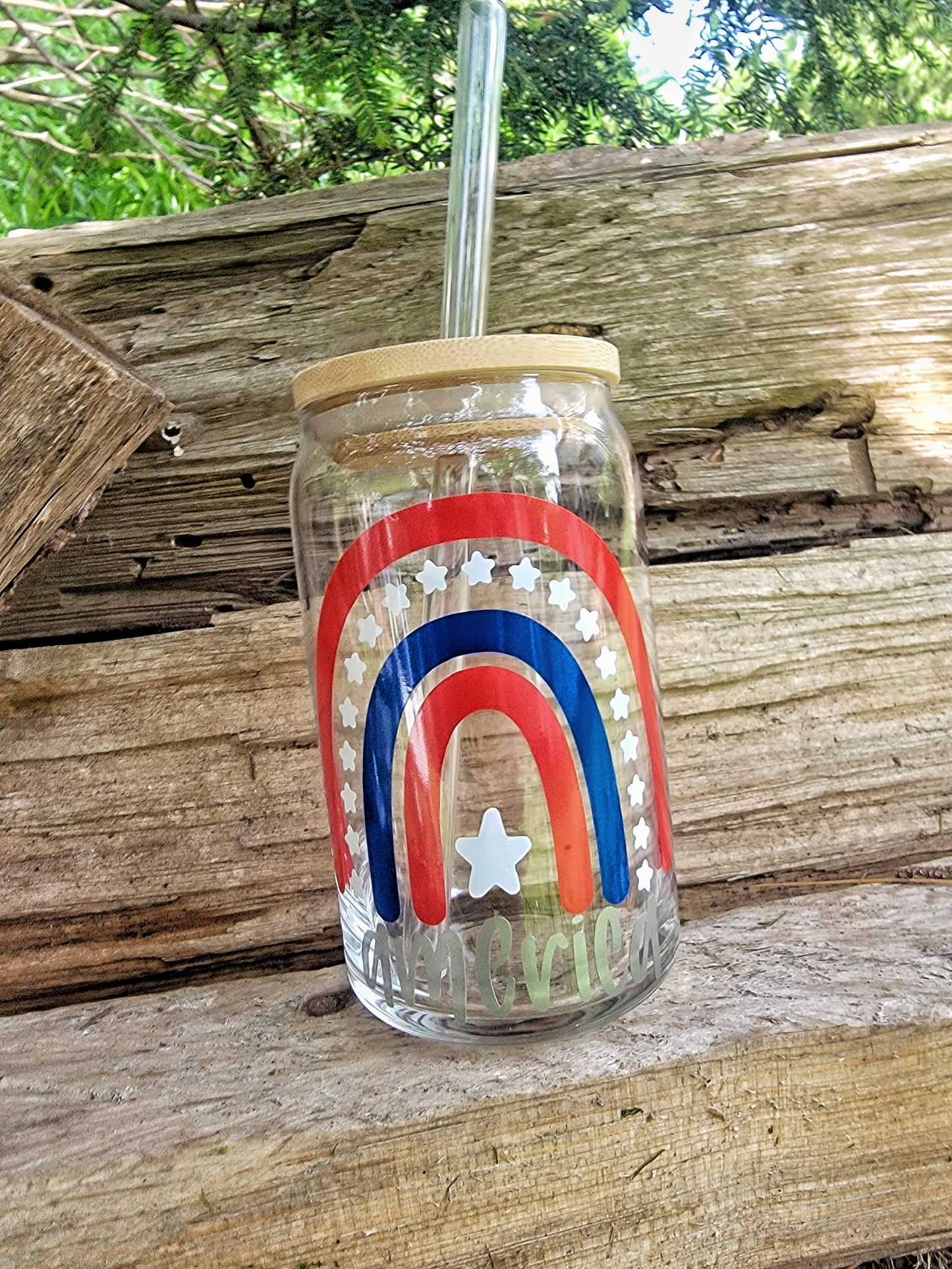 Patriotic Beer Can Glass, America Beer Glass, 4th of July