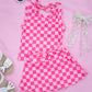 Scalloped Tank Set- Pop of Pink