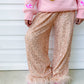 Champagne Sequins Feather Pants