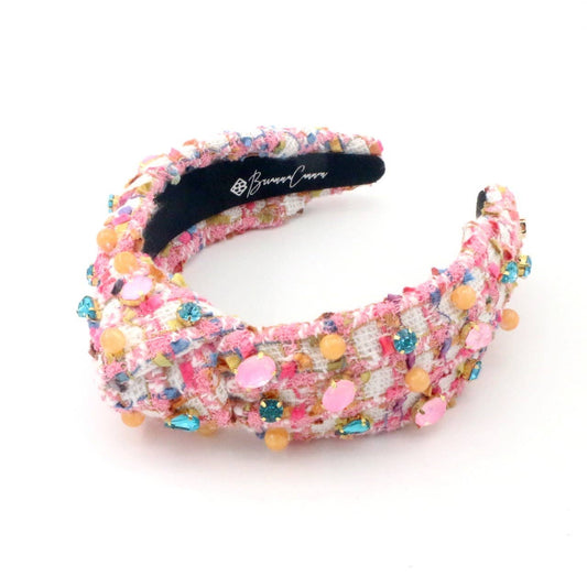 Adult Size Bubblegum Tweed Headband with Crystals