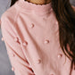 Kids Pink Pom Pom Fall Winter Crew Neck Sweater