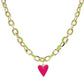 Kids Lime Green Chain and Hot Pink Enamel Heart Necklace