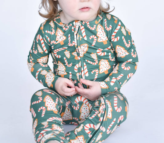 Christmas Cookies Convertible Bamboo Pajamas for Babies, Holiday Family Matching Pajamas, Bamboo PJs