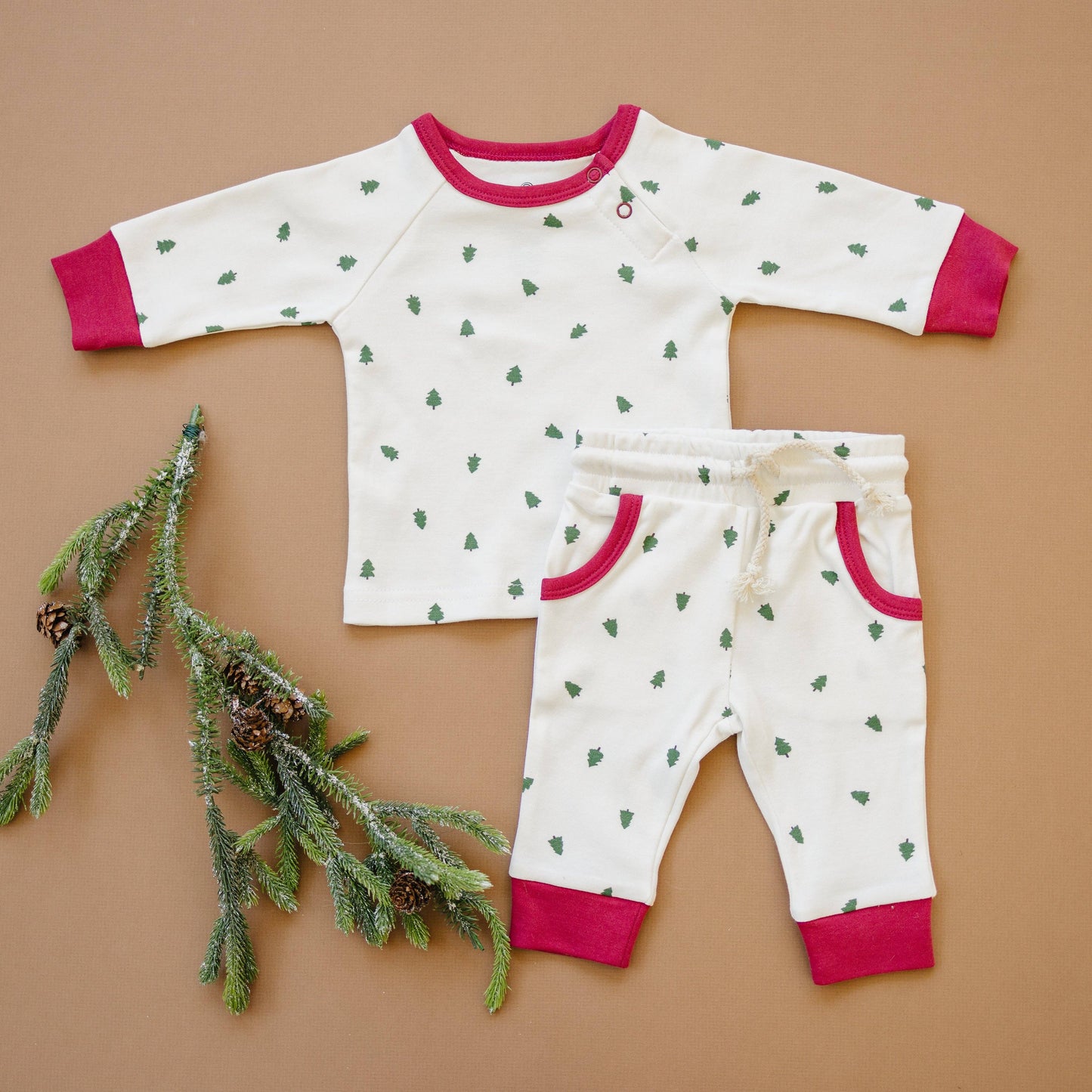 Christmas Trees Organic Cotton Lounge Set Kids Baby Clothes