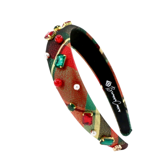 Thin Classic Christmas Shimmer Plaid Headband PRE-ORDER (Est. Ship 10/15)