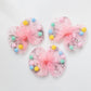 Mesh Sequin Pom Pom Bow - Pink