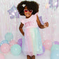Pastel Rainbow Bow #6 Clip - Kids Birthday Hair Clip