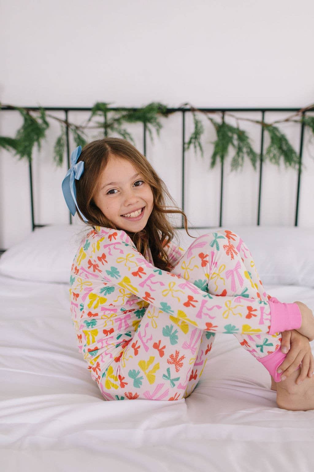 Holiday bow pajamas