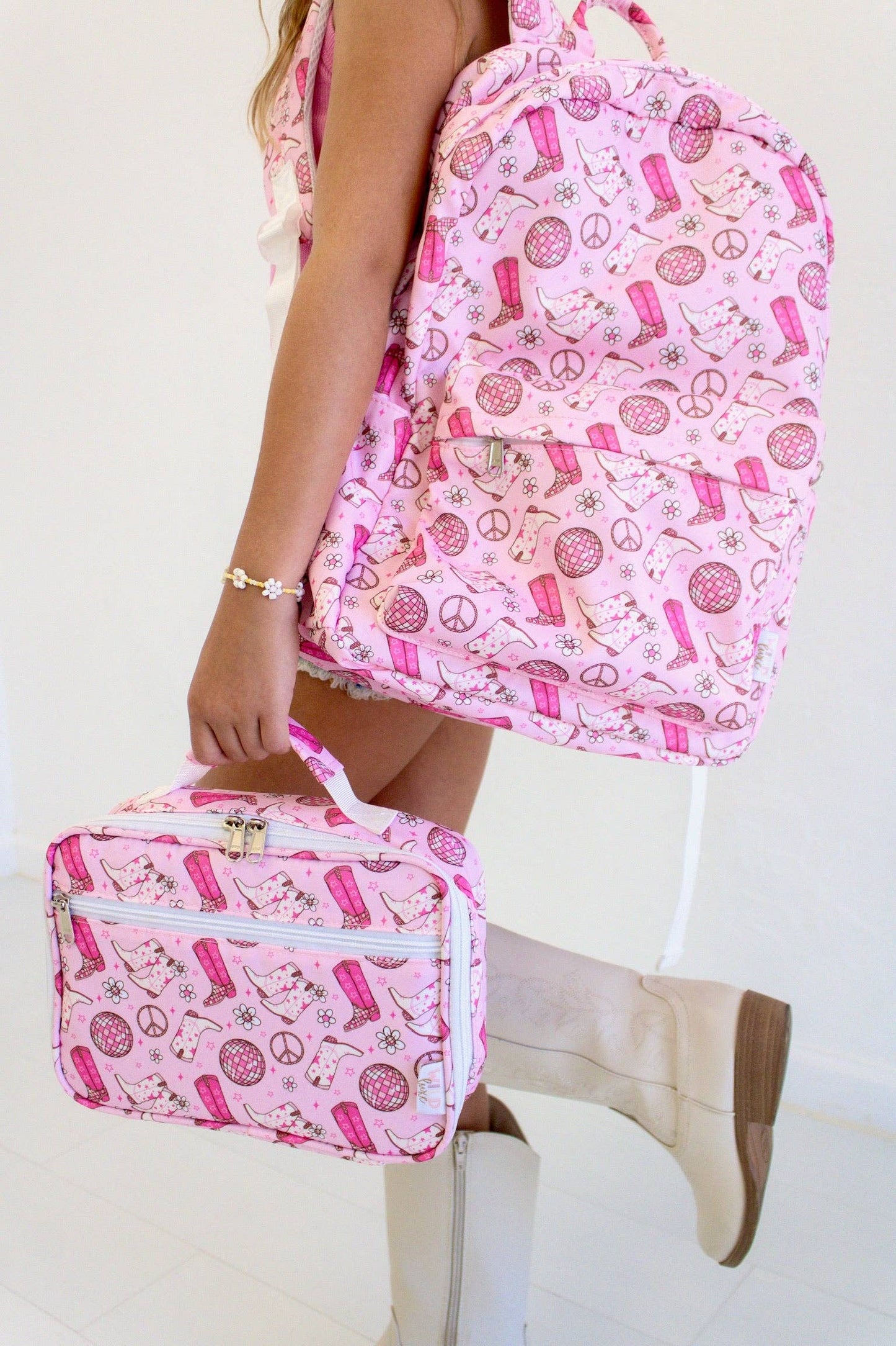 Pink Cowgirl Boots - Backpack & Lunchbox Bundle