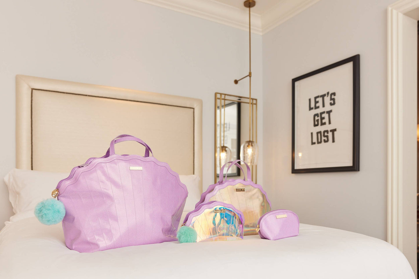 Mermaid Overnight Bag and Shell Cosmetic Bag