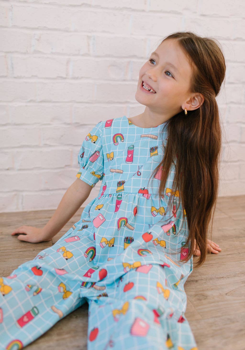 Puff Leggy Romper in Back To School Print