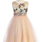 Vintage Floral Sequin V Back & Bow Girls Dress