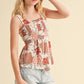 TWEEN GIRLS KIDS WIDE STRAP PEPLUM TANK WITH SMOCKED (XS-XL)