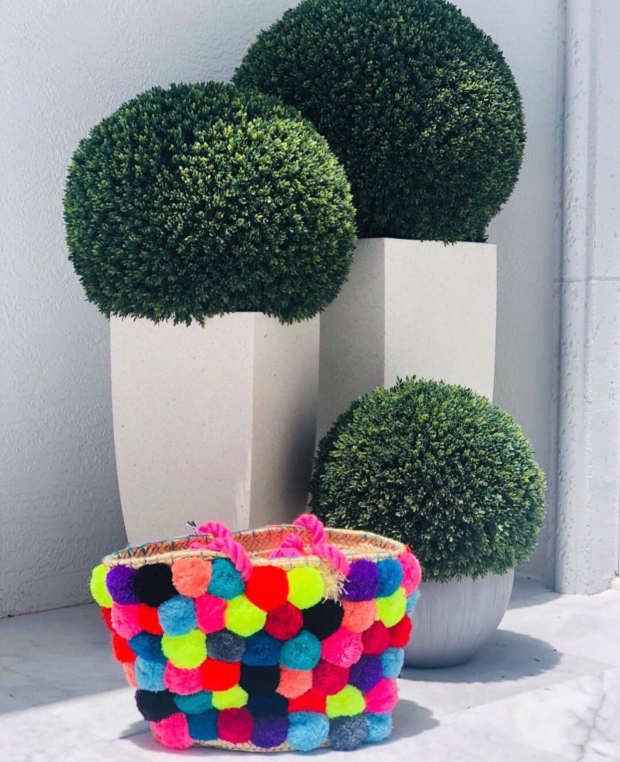 PomPom Straw Beach Bag, French Basket