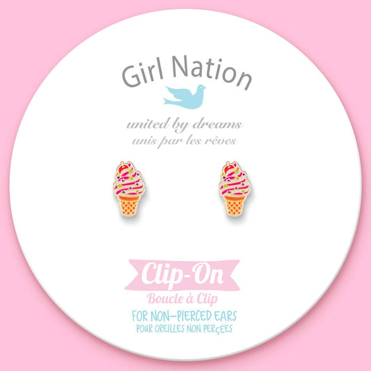 CLIP ON Cutie Earrings- Soft Serve Swirl