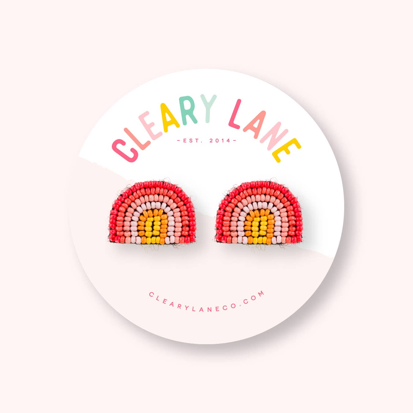 Beaded Rainbow Stud Earrings | Pink & Orange Rainbow