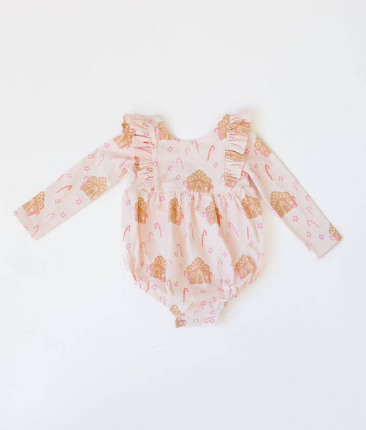 Leah Romper in Gingerbread | Baby Bubble | Christmas