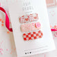 Bows, Hug Me & Checkered Snap Clip Set