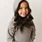 Kids Gray Ruffle Hoodie and Rainbow Stripe Leggings Fall Set