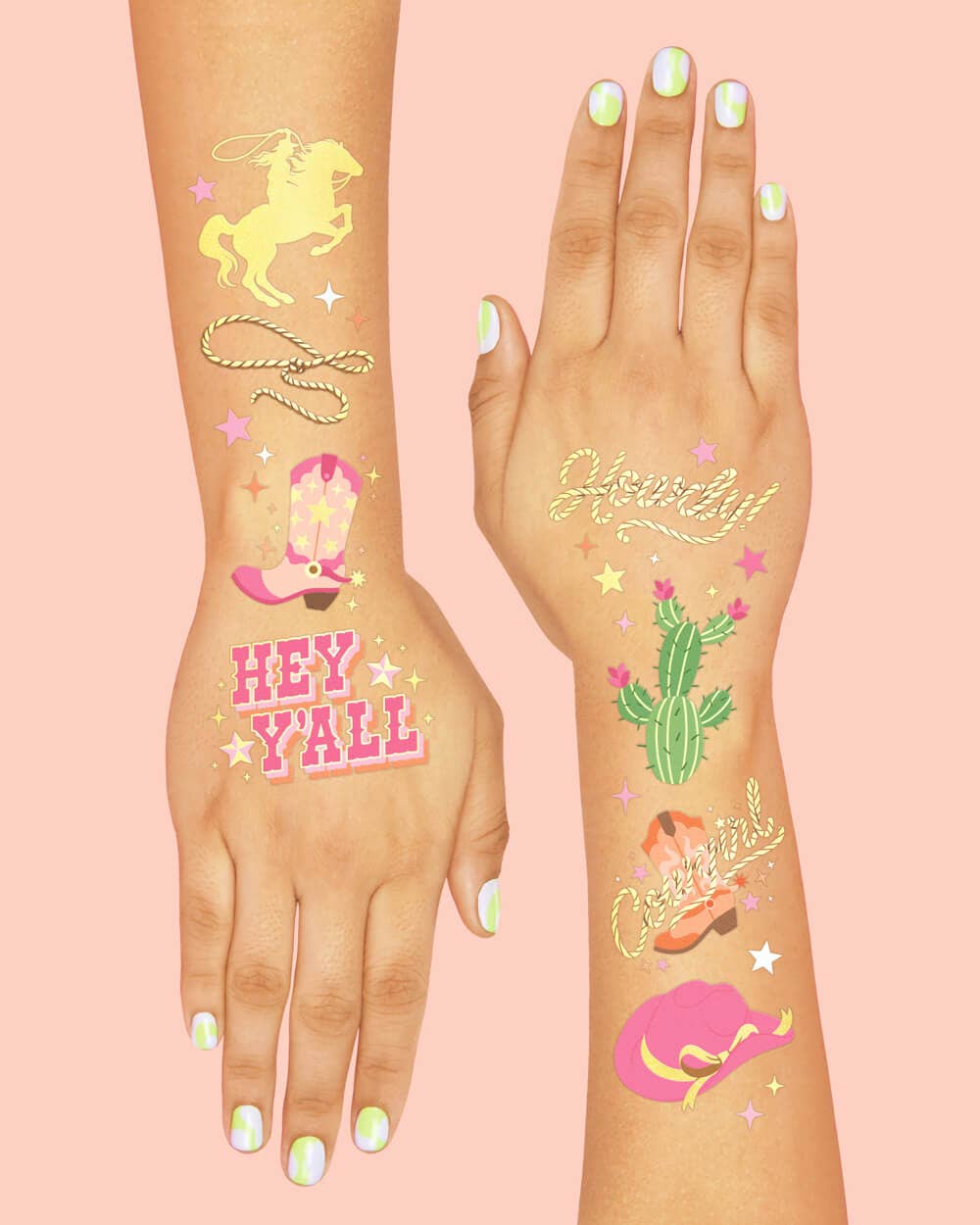 Cowgirl Foil Kids Temporary Tattoos, Bday Party, Activity,