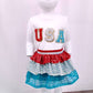 Girls USA Patched Tank & Ruffle Sequins Skirt Set