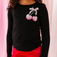 Mini Bow Cherries | Black Bamboo Long Sleevee