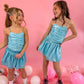 Blue metalic skort set