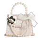 Sequin Purse with Floral and Chain Accent