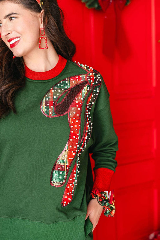 BC Green Holiday Plaid Bow Sweatshirt PRE-ORDER (Est Ship 11/21)