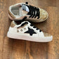 Black Star with Gold Glitter Accent Sneakers  