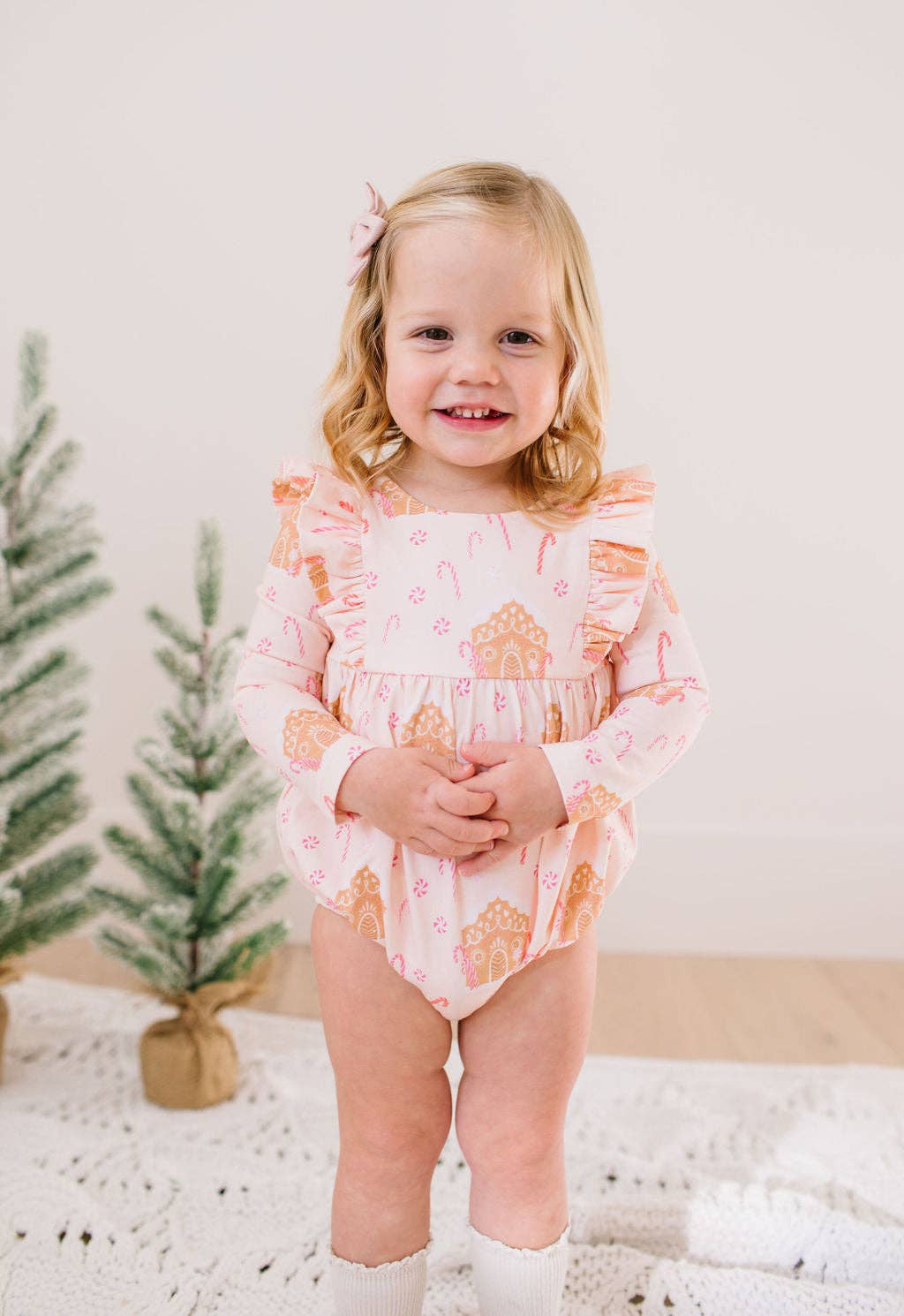 Leah Romper in Gingerbread | Baby Bubble | Christmas