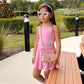 Pink beaded two piece skort set