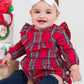 Baby Girls Tis The Season Plaid Long Sleeve Ruffle Trim Bubble Romper