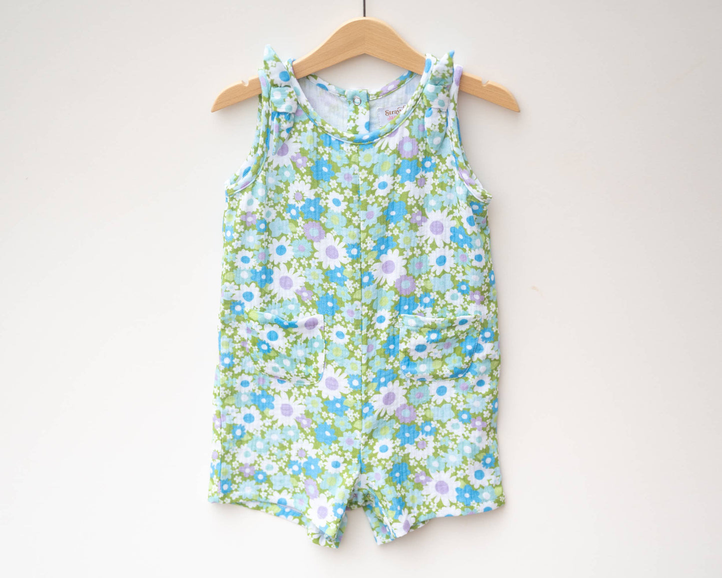 Blue & Green Flower Power Summer Romper Baby Toddler Girl