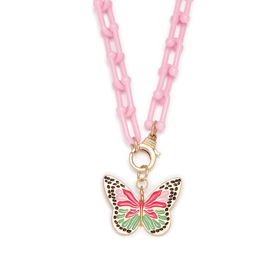 Pink chain butterfly necklace