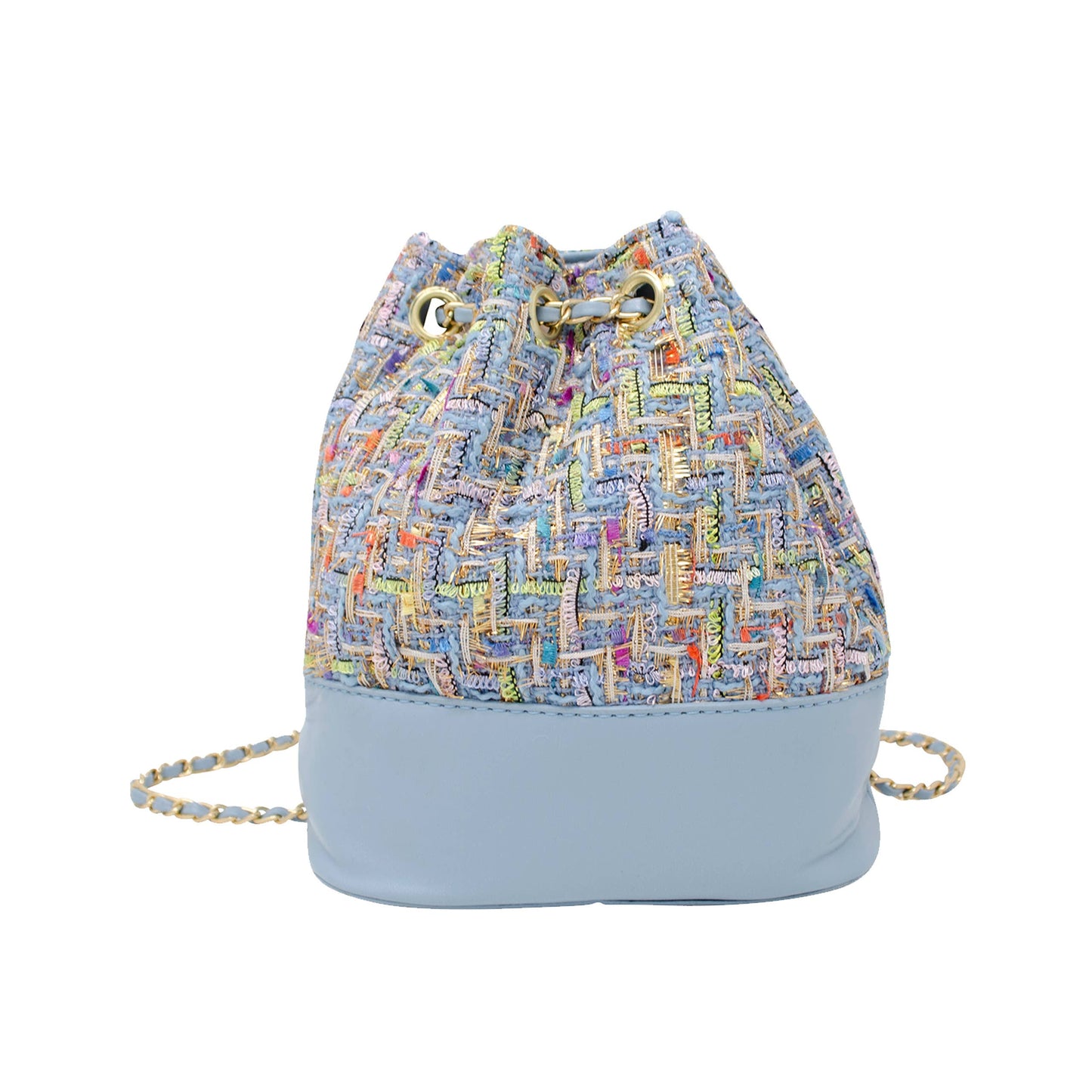 Tweed Drawstring Backpack Bag