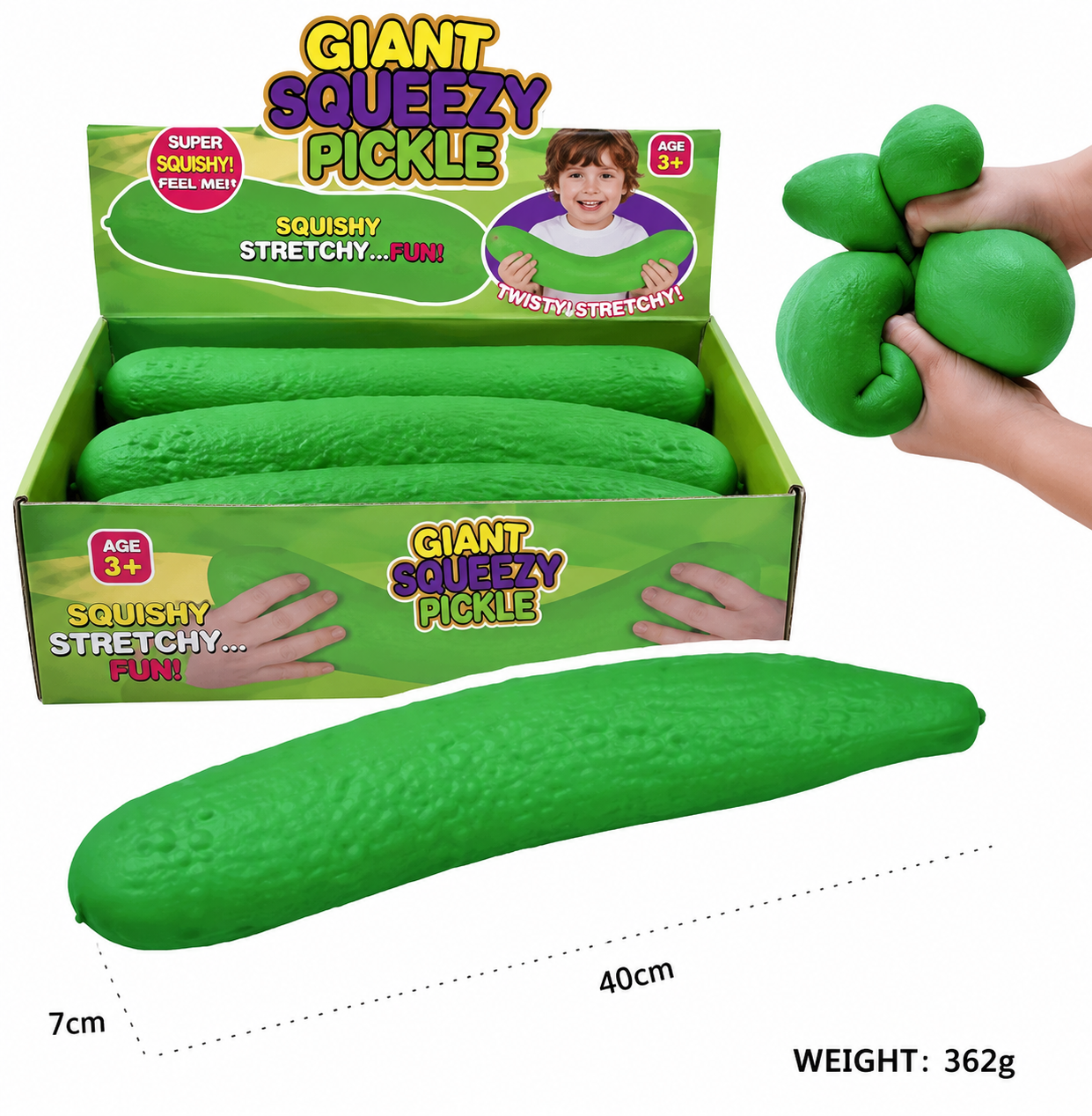 Giant Squeezy Squishy Pickle 🥒- Jumbo Sensory Toy