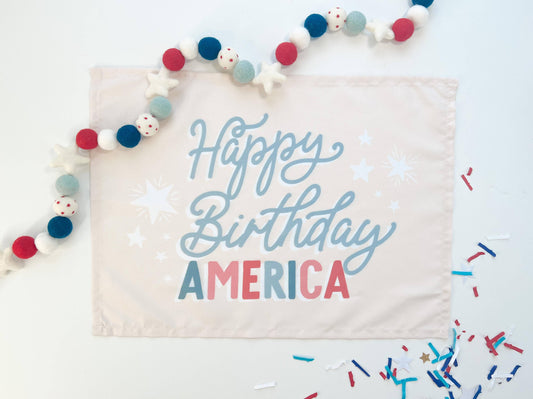 {Tan} Happy Birthday America Banner