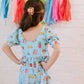Puff Leggy Romper in Back To School Print