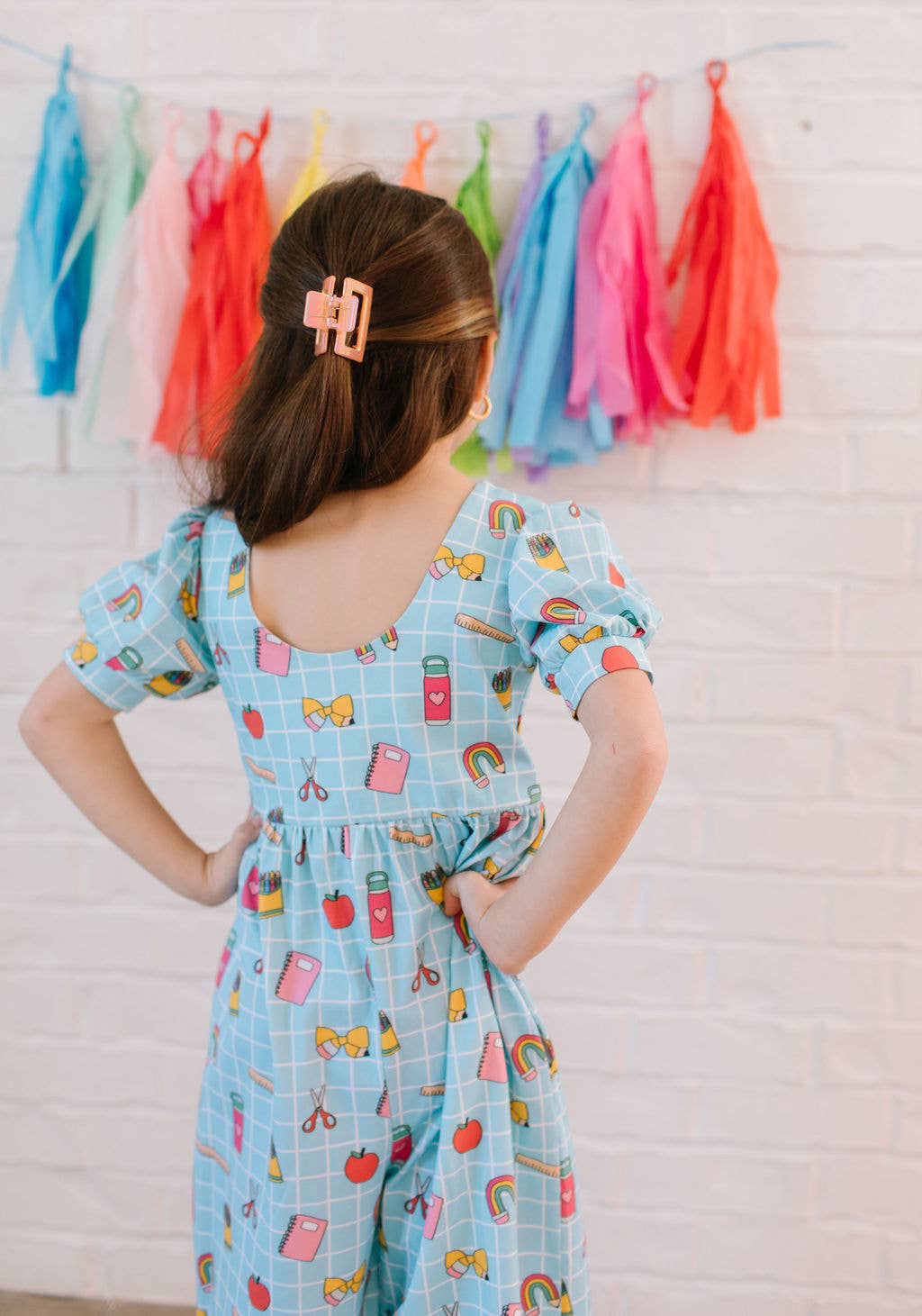 Puff Leggy Romper in Back To School Print