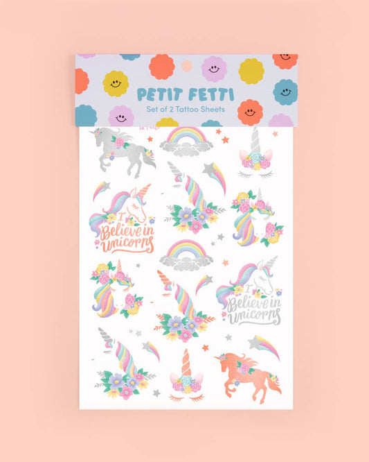 Unicorn Foil Kids Temporary Tattoos, Birthday Party Favor