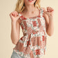 TWEEN GIRLS KIDS WIDE STRAP PEPLUM TANK WITH SMOCKED (XS-XL)