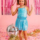 Blue metalic skort set
