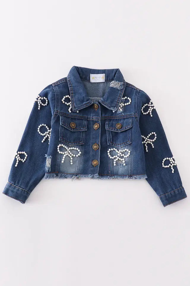 Girl pearl denim jacket