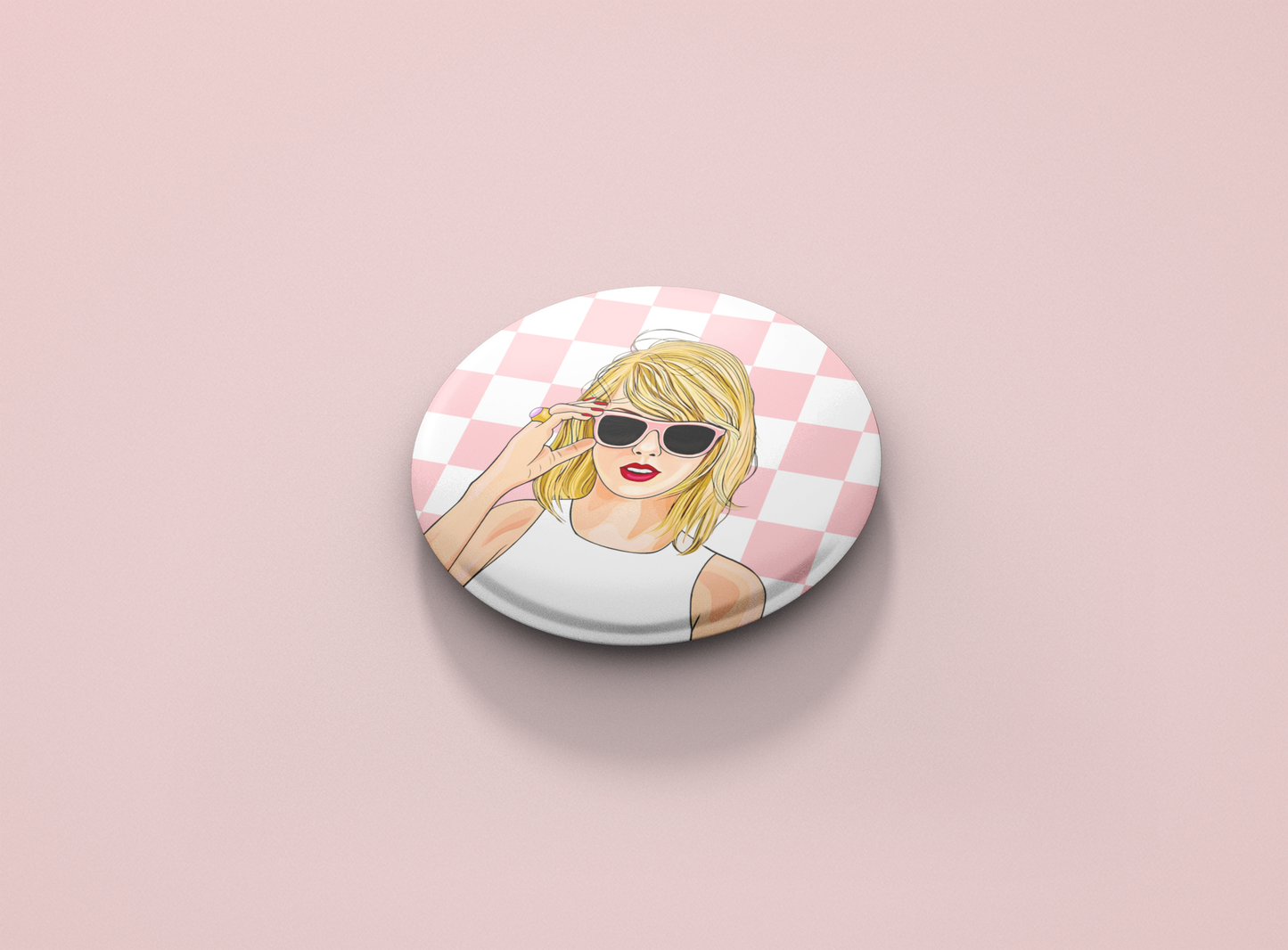 Pink Checker Taylor Button