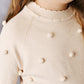 Kids Cream Beige Pom Pom Fall Winter Crew Neck Sweater